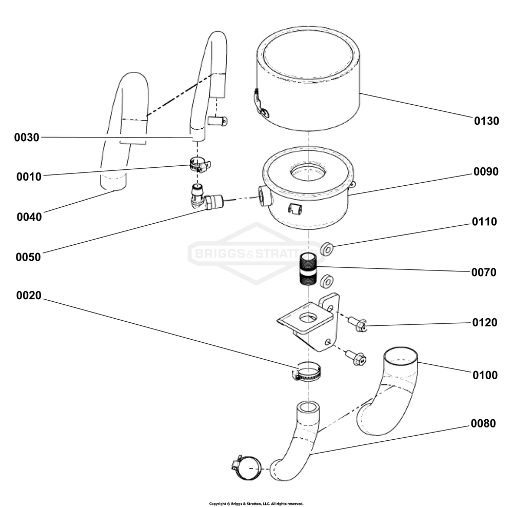 Engine Group - Breather Diagram and Parts List for 080018-02  Briggs and Stratton Generator